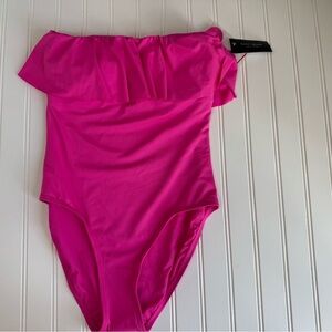 KATE SPADE New York Ruffle ONE PIECE BANDEAU SWIMSUIT Pink Small NEW 1022